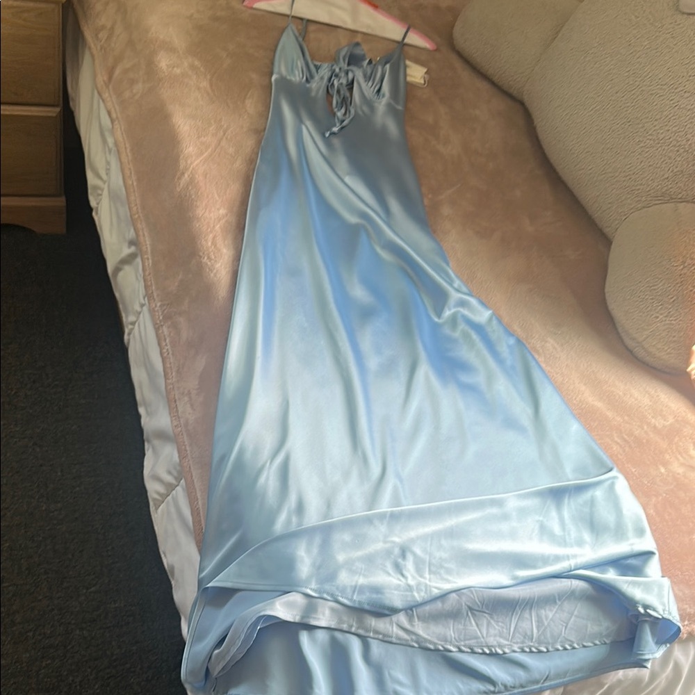 Peppermayo Sky Blue Satin Dress